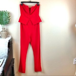 By the way Revolve Red Heart V Slit Jumpsuit